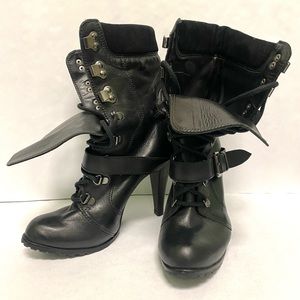 Women’s Aldo Black Faux Leather Lace Up Boot